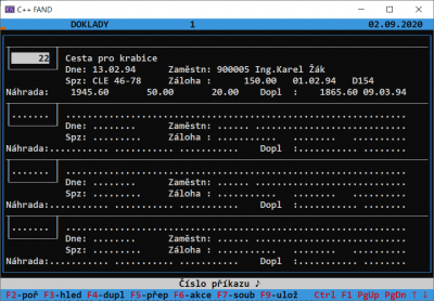 hlavičky dokladů v CESTAK.RDB
