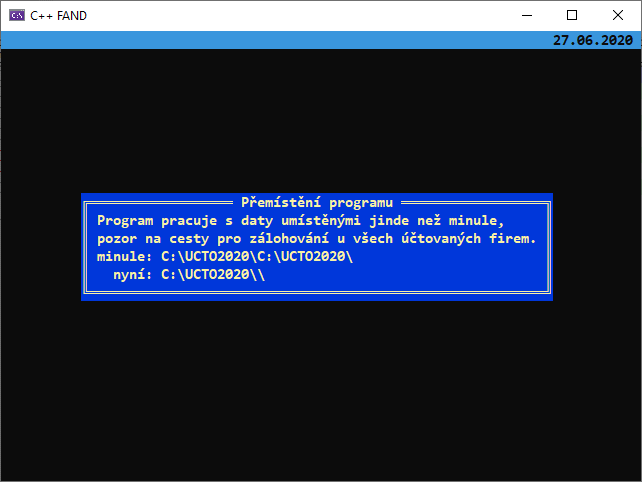 zpráva o přemístění souborů